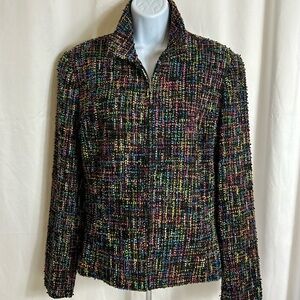 Coldwater Creek Women’s Size 16 Multicolored Tweed Pattern Front Zip Jacket